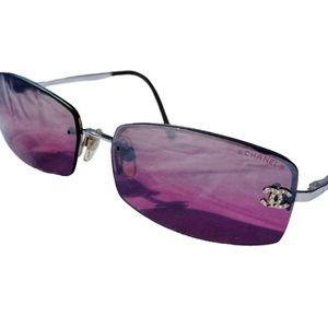 CHANEL rimless rhinestone sunglasses purple lenses vintage
